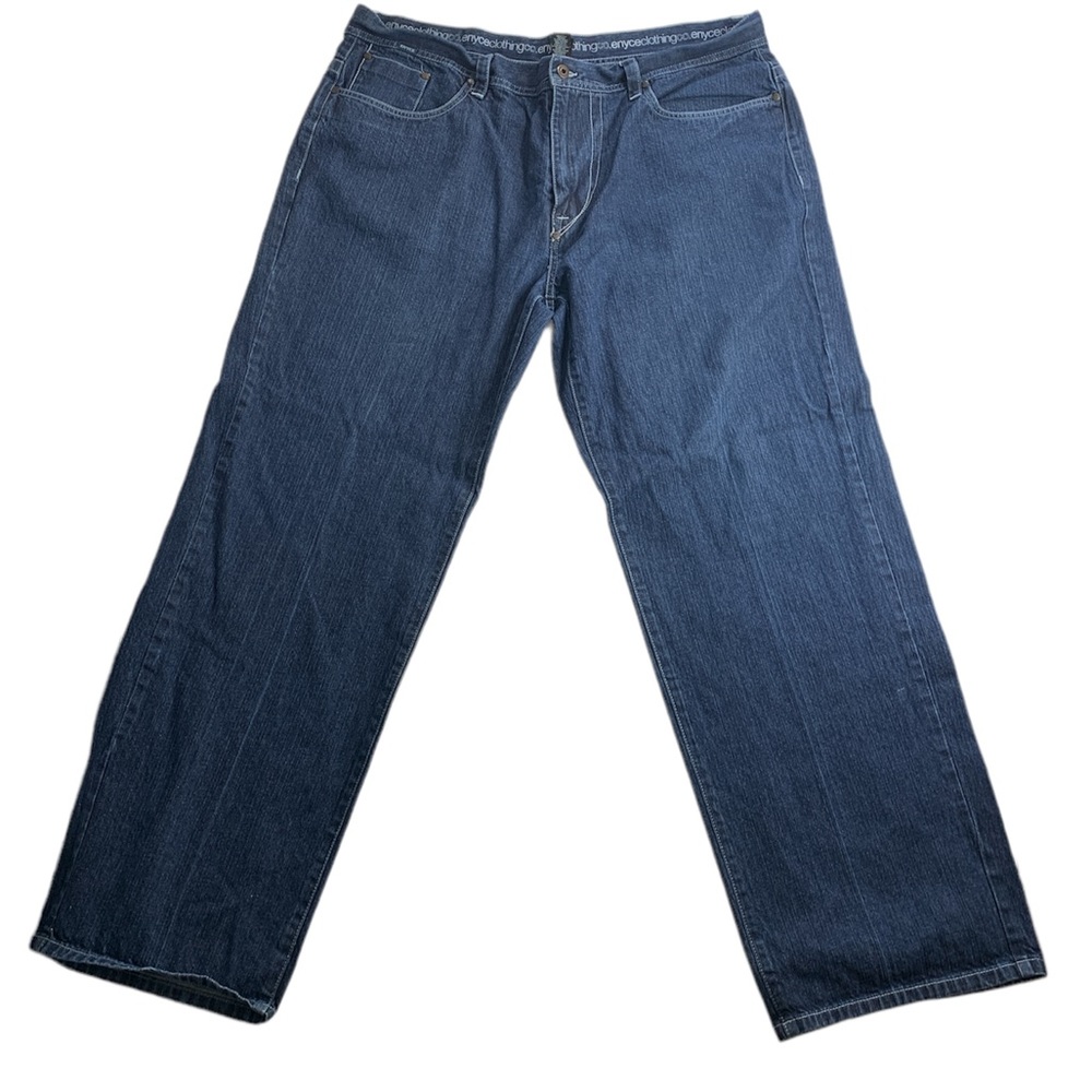 Vintage Enyce Men's Denim Blue Jeans Graphic Graffiti Paint Logos on Pockets